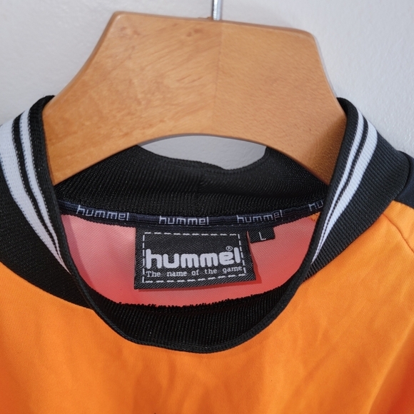 Hummel Vintage Soccer Goal Keeper Jersey Large Orange Black - Picture 2 of 6